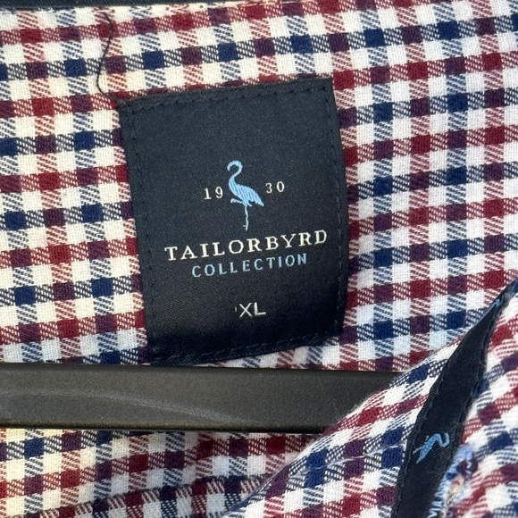 Tailorbyrd Maroon and Blue Checkered Button Down Shirt XL - Picture 2 of 7